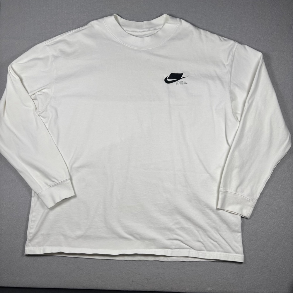 Nike Sportswear Loose Fit Long Sleeve Cotton White Shirt DM4114-100 Mens Size XL